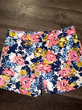 Isaac Mizrahi Floral Navy, Pink & Yellow Cotton Shorts